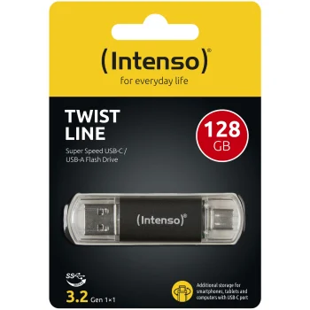 USB Flash Drive Intenso Twist 128GB USB 3.2 USB-C & USB-A, Anthracite