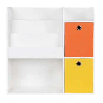 Ecotoys Children's Bookcase and Toy Storage Cabinet with Baskets, White