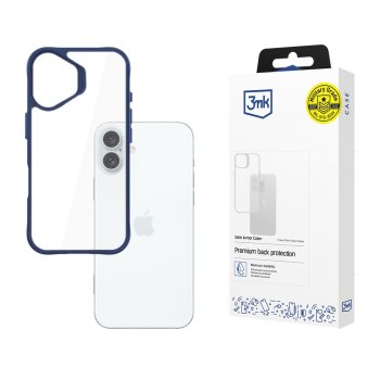 3Mk Protection Satin Armor Case+ for Apple iPhone 16 Plus, Blue/Transparent