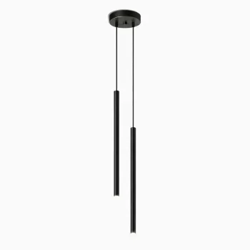 Hanging LED Pendant Lamp with 2 Tubes, Matte Black (60 cm, 2x6W)