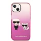 Karl Lagerfeld Gradient Ikonik Karl & Choupette Case for iPhone 14 Plus - Pink
