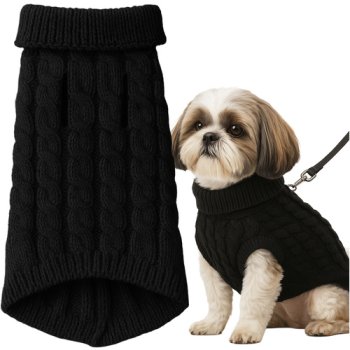 Warm Knitted Dog and Cat Sweater Purlov 26218, Size L, Black