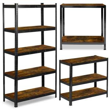 Humberg HR-852 Metal Shelving Unit 180x90x40 cm, Black