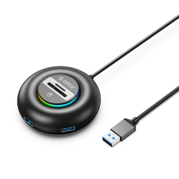 Orico YXR5-U3 RGB USB Hub 3x USB-A 3.0 with SD/microSD Reader 1.8m, Black