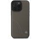 Mercedes iPhone 16 Pro Max Case Curved Stitches Leather, Brown