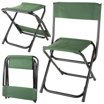 Folding Camping and Fishing Chair with Backrest, Green