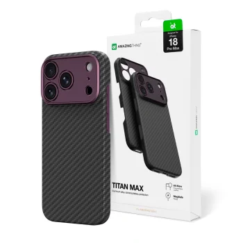 AmazingThing Titan Max Lens Case for iPhone 18 Pro Max Aramid Fiber Camera Cover MagSafe - Purple