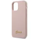Guess iPhone 12 mini Case Silicone Script Gold Logo, Light Pink