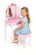 ECOTOYS Wooden Vanity Set for Girls with Tri-Fold Mirror, Stool and Drawer