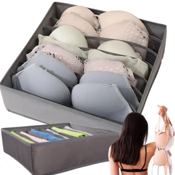 Grey Bra and Underwear Drawer Organizer (6 Compartments)