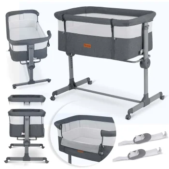 Nukido NK-243 Folding Baby Cot - Co-sleeper with Mattress