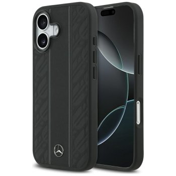 Mercedes Leather Laurel Leaves Stripes MagSafe Phone Case Cover iPhone 17 - Black