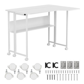 Maclean MC-126 L/W Folding L-Shape Desk, 100x73cm, White