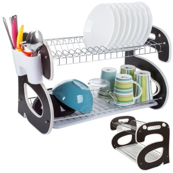 2-Tier Dish Drying Rack with Tray and Cutlery Holder