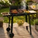 Large Portable Charcoal BBQ Grill with Adjustable Grate and Shelves