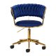 Beauty Salon Velvet Swivel Chair 4Rico QS-GW01G, Navy Blue