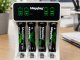 Maxday AA/AAA Battery Charger with LCD + 4 AAA Batteries, White
