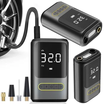 Electric Air Compressor / Bicycle Pump, 10 Bar, 50W, with LCD and Flashlight
