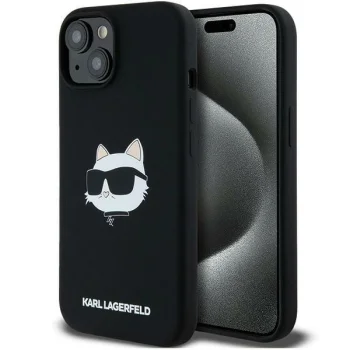 Karl Lagerfeld iPhone 15 Plus / 14 Plus Case Silicone Choupette Head MagSafe, Black