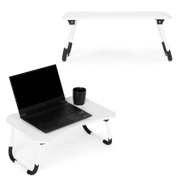 Folding Laptop Desk Bed Tray Table ModernHome 60x40 cm, White