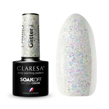 Claresa Glitter 1 Gel Polish with Silver Glitter, 5g