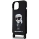 Karl Lagerfeld iPhone 15 Case Crossbody Silicone Ikonik, Black