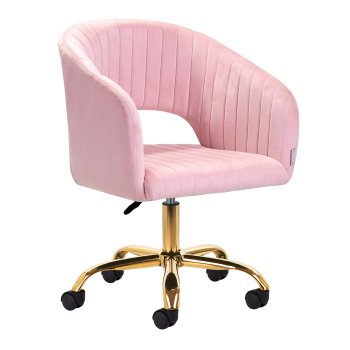 Velvet Swivel Chair 4Rico QS-OF212G for Beauty Salons, Pink