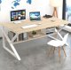 Computer and office desk with shelf, 100x60 cm, light brown/white