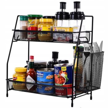 Double Deck Kitchen Home Bathroom Organizer Container, Various Colors