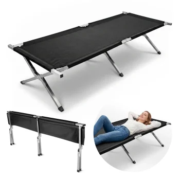 Mountain Goat Folding Camp Bed Camping Cot 188x64 cm, Black