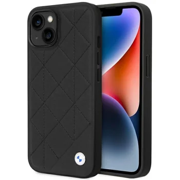 BMW iPhone 14 Case Leather Quilted, Black