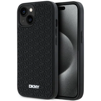 Dkny iPhone 15 / 14 / 13 Case 3D Rubber Repeat Pattern, Black