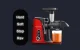 AMZCHEF Slow Masticating Juicer GM3001-RD Cold Press with 2 Travel Bottles