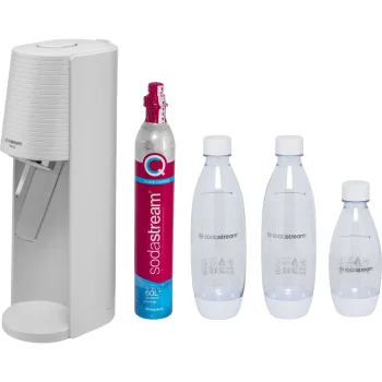 SodaStream Terra Sparkling Water Maker with Cylinder and 3 Bottles, White