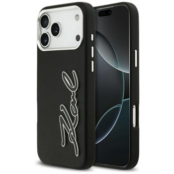Karl Lagerfeld FW Grained Signature Logo Phone Case Cover iPhone 17 Pro Max - Black