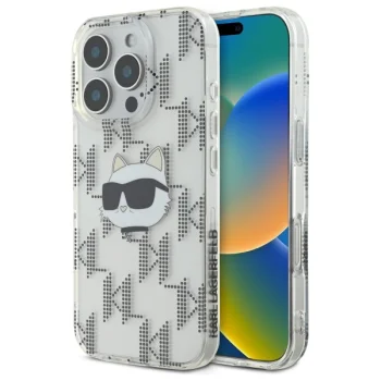 Apple iPhone 16 Pro 6.3'' Karl Lagerfeld IML Choupette Head Electroplated Cover Case, Clear