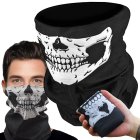 Multifunctional Neck Gaiter with Skull Print, Face Mask Bandana, Black