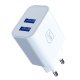 3Mk Protection FlowPower 10W 2.4A Wall Charger, 2x USB-A, White