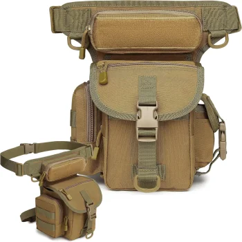 Tactical Drop Leg Bag / Waist Pack, Waterproof, Brown