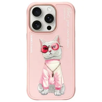 Nimmy iPhone 16 Pro Max Case Glasses Cool Cat, Pink