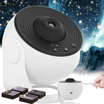 LED Star Projector Planetarium Night Light with 12 Slides, White