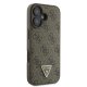 Чехол Guess Leather 4G Triangle Strass MagSafe для iPhone 16 - коричневый