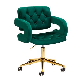 Adjustable Velvet Swivel Chair 4Rico QS-OF213G, Green
