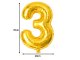 Foil Balloon Number 3 for Birthday Party Decoration 66cm, Gold