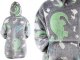Glow in the Dark Hoodie Blanket for Kids, Oversized Wearable Sweatshirt, Grey Dinosaurs