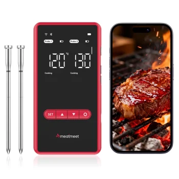 Meatmeet X Pro Wireless Kitchen Thermometer with Bluetooth & WiFi, 2 Probes - Black