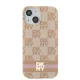 DKNY iPhone 15 Case IML Checkered Mono Pattern & Printed Stripes MagSafe, Pink