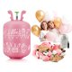 Ricokids Helium Cylinder 0.20 m³ with 30 Balloons and Ribbon, White/Pink/Gold