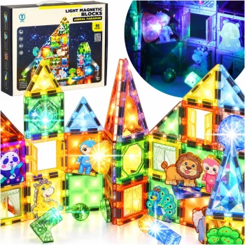 Glow in the Dark Magnetic Tiles 90-Piece Building Set
