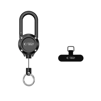 Tech-Protect ATH02 UrbanLoop Retractable Steel Cable Holder with Carabiner, Black